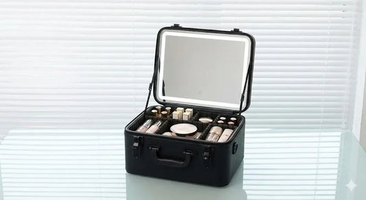 Trousse de Maquillage de Voyage avec Miroir LED - - Glow Cosmétiques